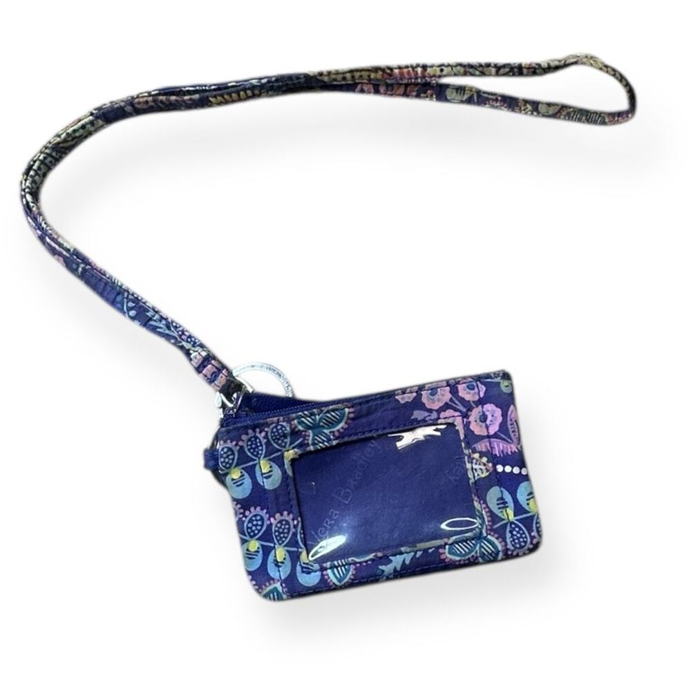 VERA BRADLEY Women’s Multicolor Batik Leaves ID Lanyard Zip Case - Picture 2 of 3